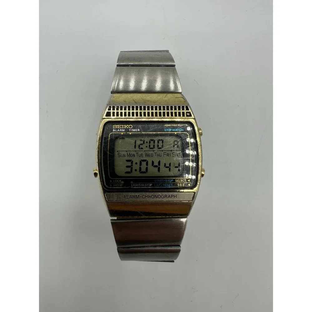 Vintage Seiko A259-5010 T LCD Alarm Chronograph Digital Watch 1979 Working Rare